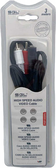 SGL SGL 3.5mm Female Audio Cable 2x RCA Male Black 3m