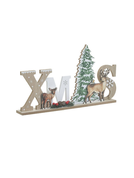 Inart Christmas Wooden Figure inscription Beige Height 41cm