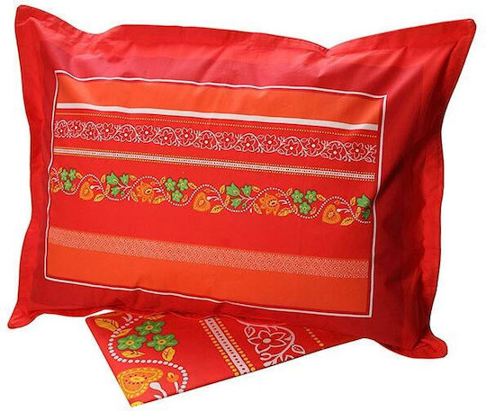 Sunshine Set Cearșafuri Single 160x260cm. Cotton Feelings Imprimat Roșu 3buc