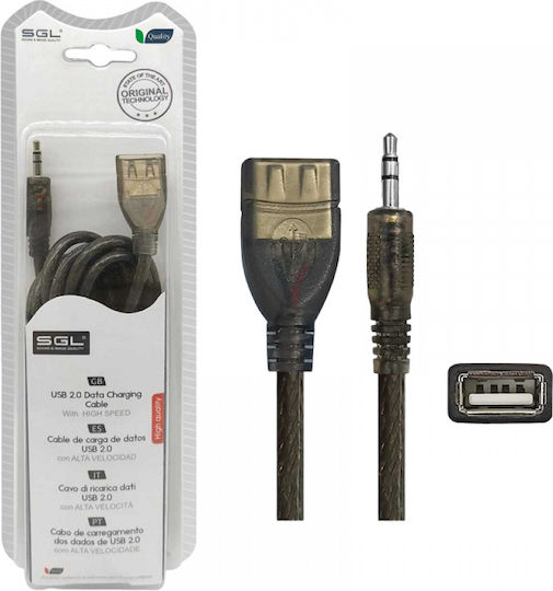 SGL USB 2.0 Cable USB-A female - 3.5mm male Μαύρο 3m (097855)
