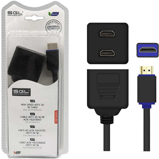 SGL Μετατροπέας HDMI male σε HDMI 2x female (095912)