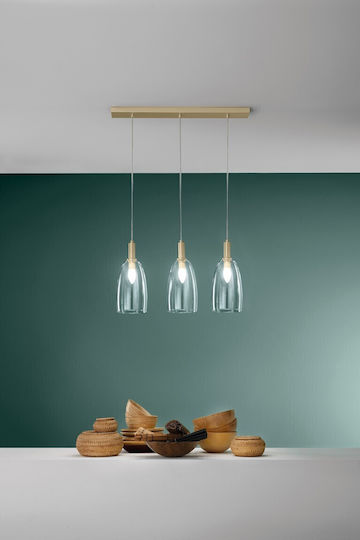 Fan Europe I-Brandy-S3 Κρεμαστό Φωτιστικό Χρυσό Ράγα με Ντουί E14 72x14x150εκ.