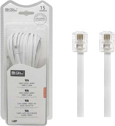 SGL Flat Telephone Cable RJ11 6P4C 15m White (097039)
