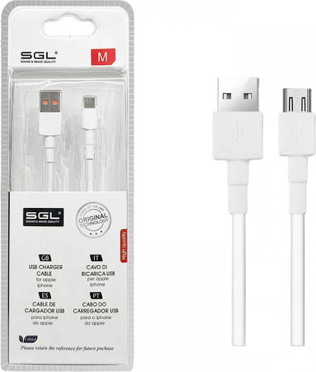 SGL Regular USB 2.0 spre micro USB Cablu Alb 1m (099170) 1buc