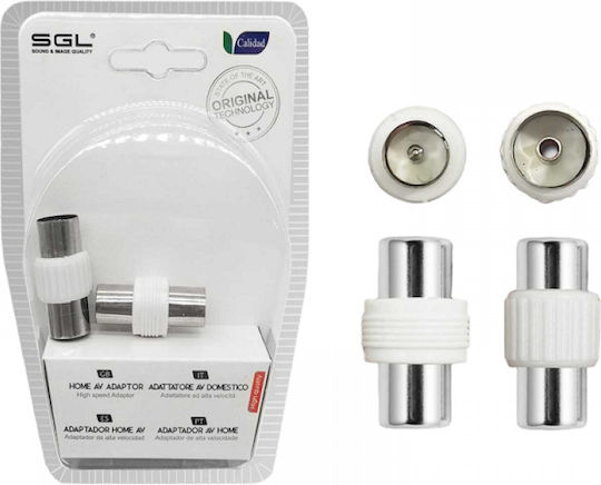 SGL Stecker Koaxial männlich/weiblich 2Stück Weiß (098661)