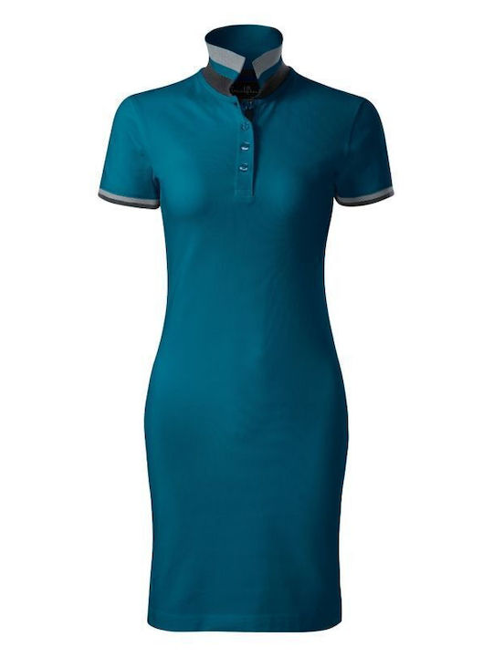 Sommer Mini Sportkleid Kurzärmelig Blau