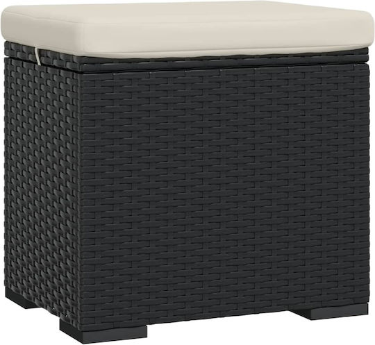 Garden Stool Cube for Outdoor Rattan with Cushion Black 40x30x40cm