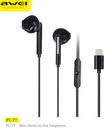 Awei PC-7T In-ear Handsfree με Βύσμα USB-C Μαύρο Awei PC-7T In-ear Handsfree με Βύσμα USB-C Μαύρο