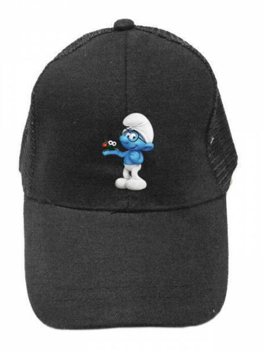 Takeposition Kids' Hat Jockey Fabric Happy Smurf Black