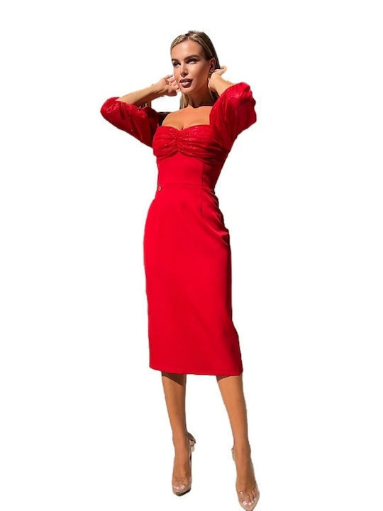 Evening dress model 170840 Bicotone M258-02 red (38)