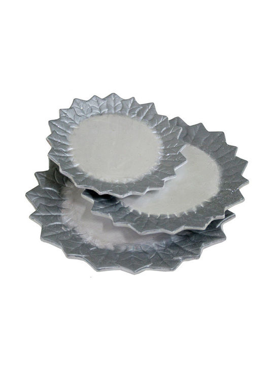 Set Weihnachtliche Platten Keramik Silber 3Stück