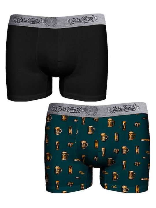 Eighty Five Ανδρικά Μποξεράκια Black/Green με Σχέδια 2Pack