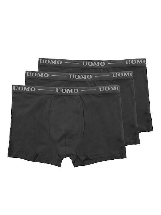 Uomo Herren Boxershorts Schwarz 3Packung