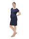 Summer Short Sleeve Maternity Mini Dress Blue
