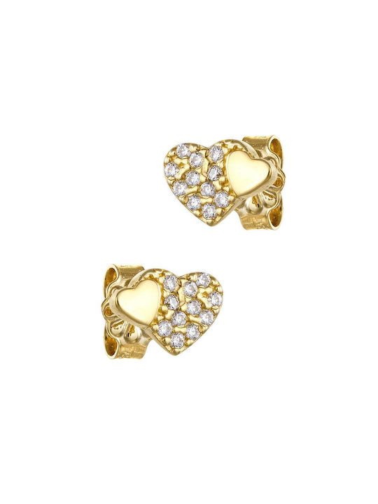 Earrings with hearts, 9K gold (375°)