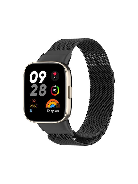 Milanese Λουράκι Ανοξείδωτο Ατσάλι Μαύρο (Redmi Watch 3)