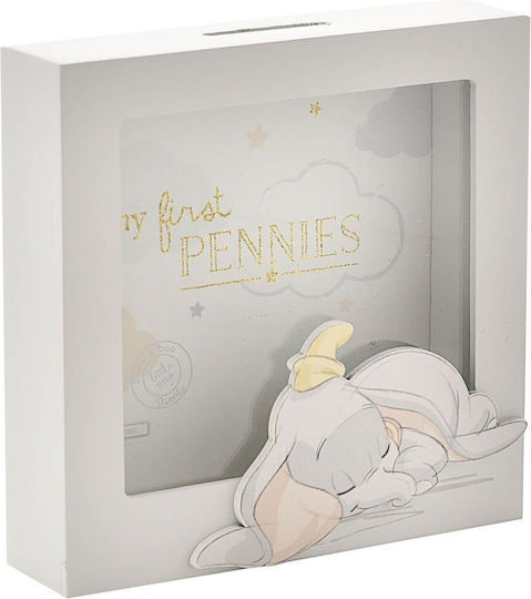 Disney Magical Beginnings Dumbo Children's Money Box Wooden White 15x15cm