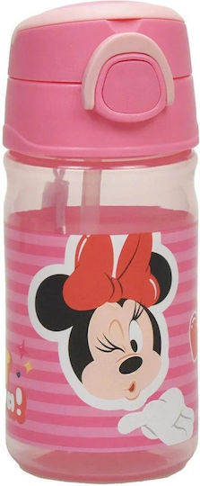 Gim Minnie Comfy Kids Water Bottle Minnie Plastic with Straw Pink 350ml