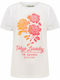 Tokyo Laundry Calvia Ombre Motiv Baumwolle Jersey T-Shirt 3C14634 - Helles Weiß