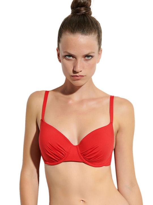 Blu4u Underwire Bikini Bra with Adjustable Straps Red