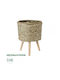 GloboStar Skopelos Planter Wicker Beige with Stand 26x26x36cm.