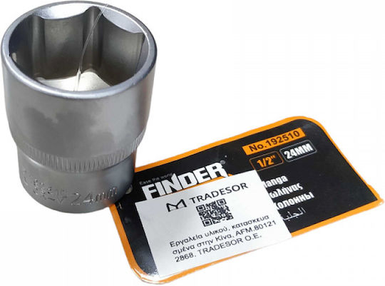 Finder Καρυδάκι Εξάγωνο με Καρέ Υποδοχής 1/2" Διάμετρος 24mm