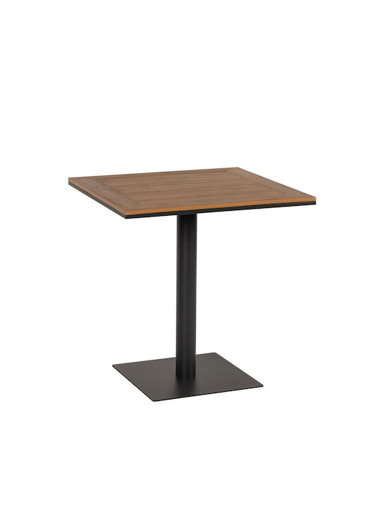 Namibia Outdoor Table for Small Spaces with Polywood Surface and Metal Frame Walnut 70x70x72cm