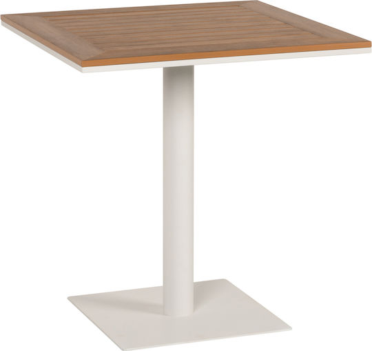 Namibia Outdoor Bar Free Standing Table with Polywood Surface and Metal Frame Walnut 70x70x72cm