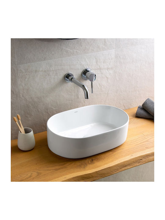 Karag Aufgesetztes Waschbecken Porzellan 46x31x14cm Weiß