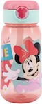 Stor Sticlă pentru Copii Minnie Plastic cu Pai Roz 510ml