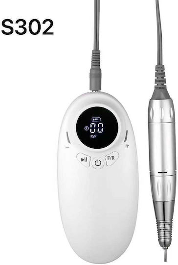 Nail Drill Battery White with Pedal with 3000 Rotations per Minute