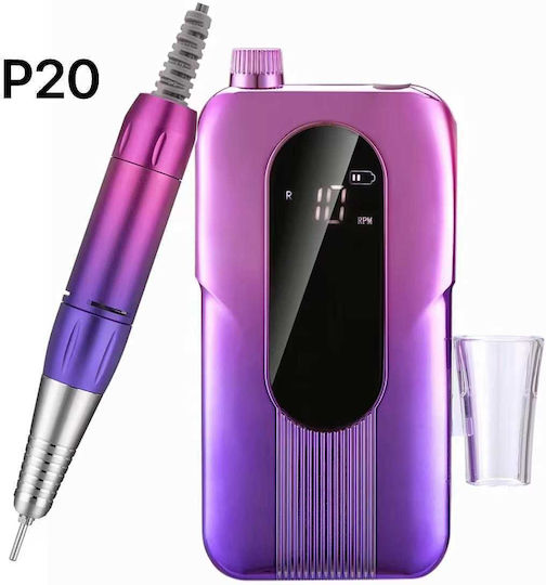 VKN-DMP20 Nail Drill Battery Purple with Pedal with 30000 Rotations per Minute