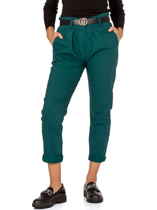 Silia D Damen Stoff Capri Hose Grün PNT-13803 (...
