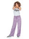Women's High-waisted Fabric Trousers Purple