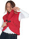 Women's Short Puffer Jacket for Spring or Autumn Red
