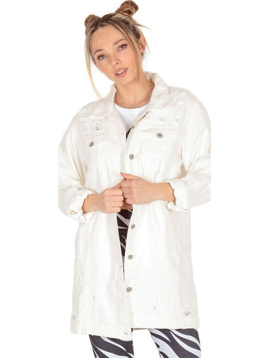 Silia D Kurz Damen Jeansjacke Weiß
