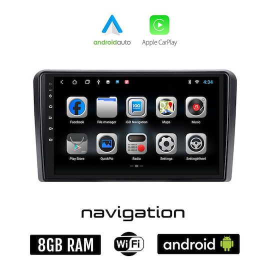 Car Audio System Hummer H1 2007> (Bluetooth/USB/AUX/WiFi/GPS/Apple-Carplay/Android-Auto) with Touch Screen 9"