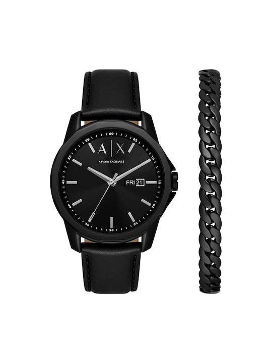 Armani Exchange Ρολόι Μπαταρίας με Μεταλλικό Μπρασελέ σε Μαύρο χρώμα