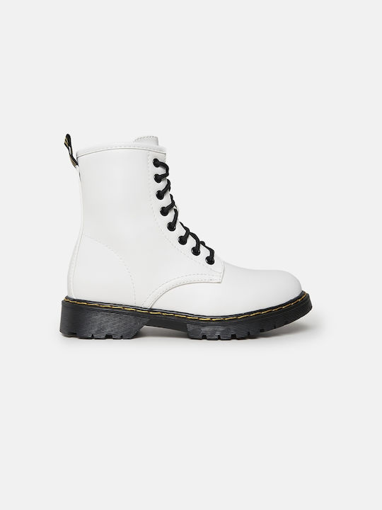 InShoes Women's Combat Boots White