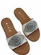 Leather sandals with eye - White