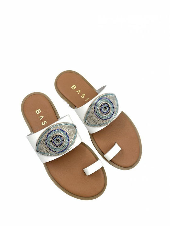 Leather sandals with eye - White SKIN