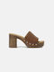 InShoes Mules mit Chunky Hoch Absatz in Tabac Braun Farbe