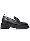 Tommy Hilfiger Leder Damen Loafers in Schwarz Farbe