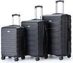 Lavor 1-602 Travel Suitcases Hard Black Maximum Height 75cm with 4 Wheels Set of 3pcs