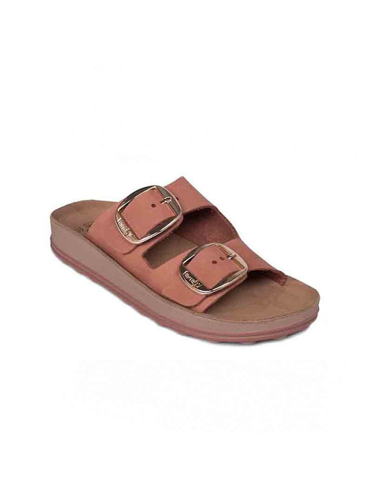 Fantasy Sandals Leather Women's Flat Sandals Anatomic in Tabac Brown Color