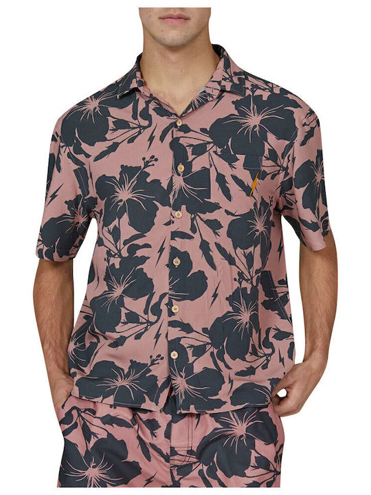 Short-sleeved Shirt Floral Pink