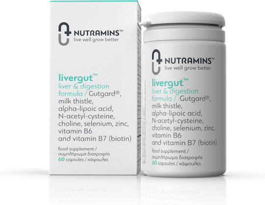 Nutramins Livergut Συμπλήρωμα για το Συκώτι & το Πεπτικό 60 κάψουλες