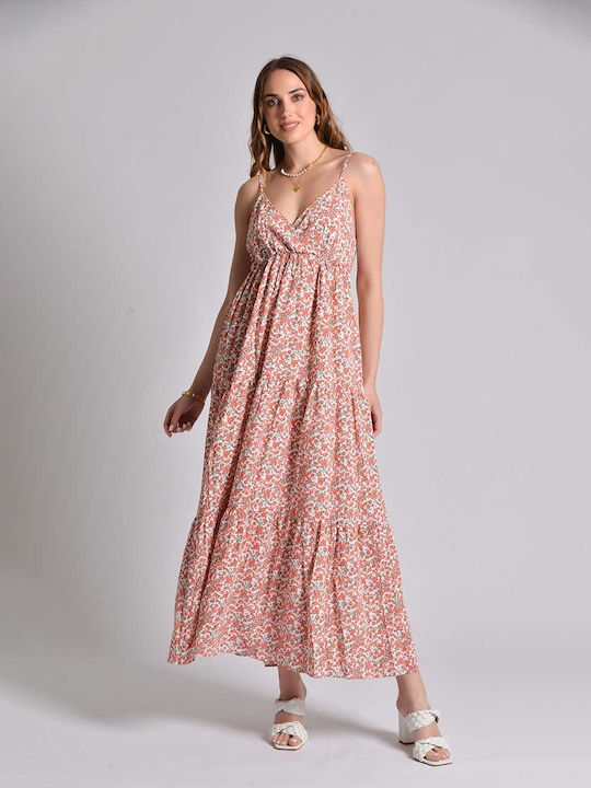 InShoes Καλοκαιρινό Maxi Φόρεμα Κρουαζέ με Βολάν Floral