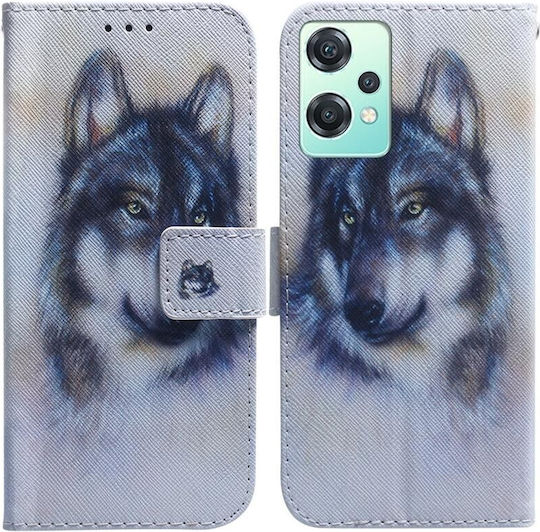 Coloured Drawing Wolf Wallet Δερματίνης Λευκό (OnePlus Nord CE 2 Lite)