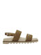 Women's Flat Sandals in Tabac Brown Color